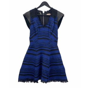 REBECCA TAYLOR Blue & Black Tweed Textured Dress 2